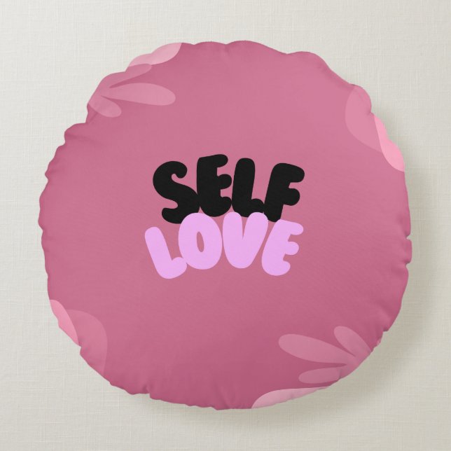 Self-Love Blossom: Pink Throw Pillow (Front)