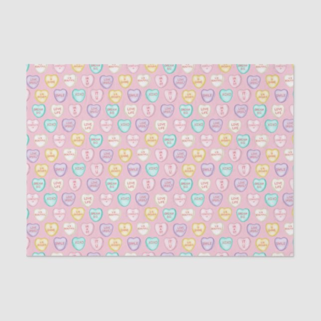 Self Love Candy Hearts - Pink Tissue Paper (Front)