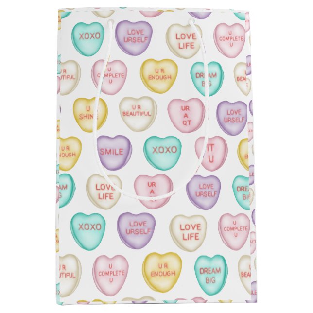 Self Love Candy Hearts - White Gift Bag (Front)