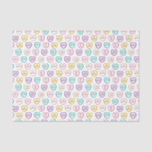 Self Love Candy Hearts - White Tissue Paper (Front)