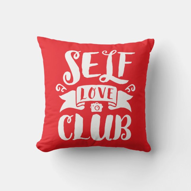 Self Love Club Custom Background Color Throw Pillow (Front)