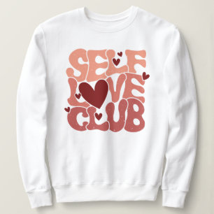"Self Love Club" Retro Pink Groovy Graphic Sweatshirt