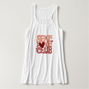 "Self Love Club" Retro Pink Groovy Graphic Tank Top
