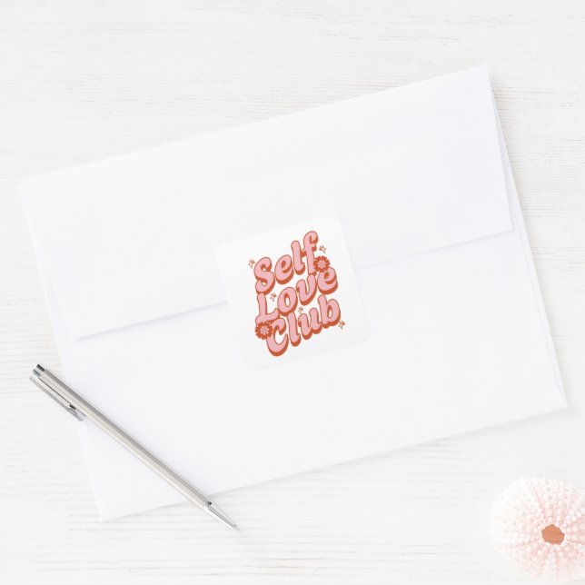 Self Love Club Retro Square Sticker (Envelope)