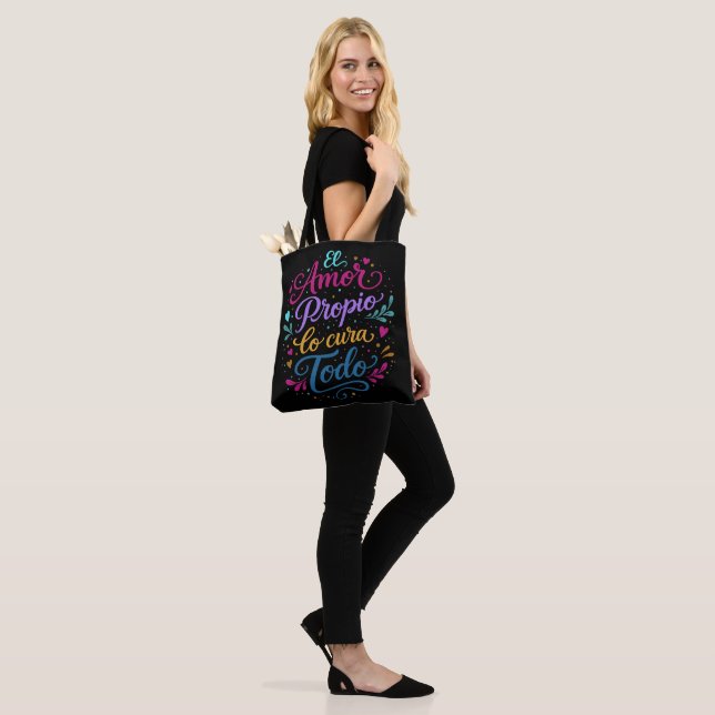 Self love cures everything tote bag (On Model)