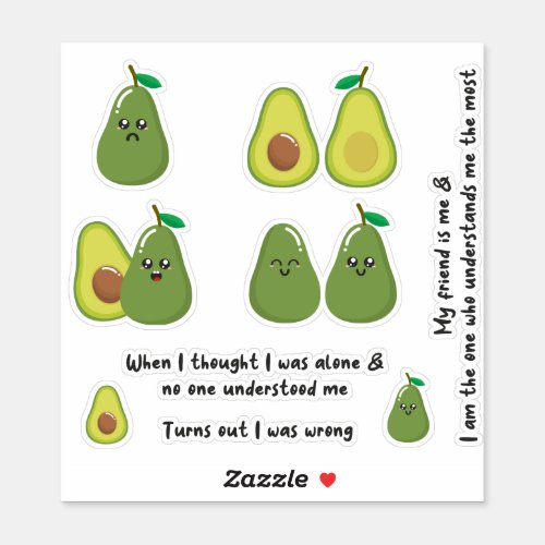 Self Love Green Illustration Avocado Sticker
