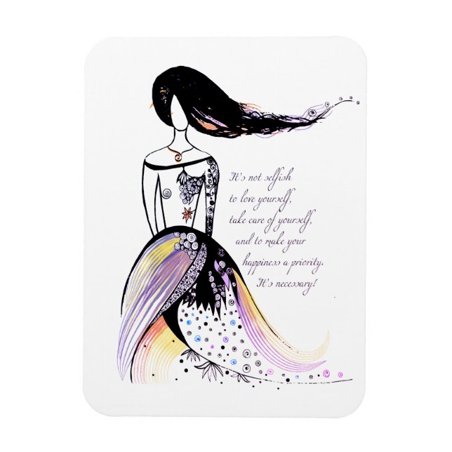 Self LOVE inspirational illustrated lady quote Magnet (Vertical)