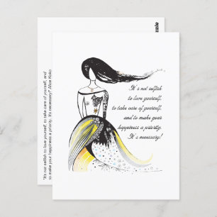 Self LOVE inspirational illustrated lady quote Postcard