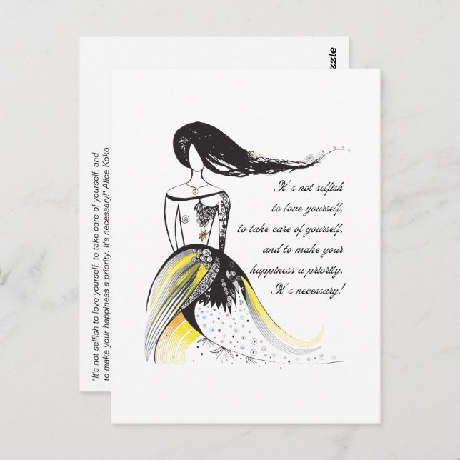 Self LOVE inspirational illustrated lady quote Postcard (Front/Back)