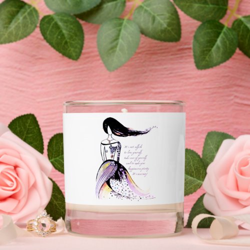 Self LOVE inspirational illustrated lady quote Scented Candle