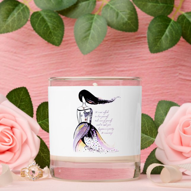Self LOVE inspirational illustrated lady quote Scented Candle (Wedding)