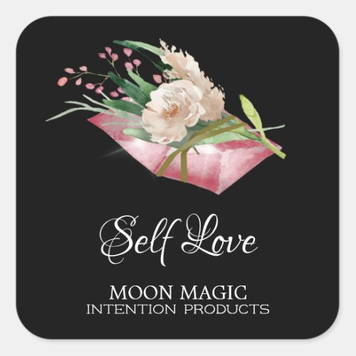 Self Love Intention Crystal Candle Labels