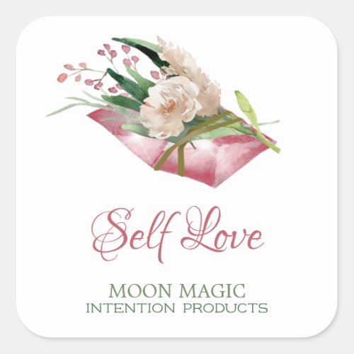 Self Love Intention Crystal Candle Labels