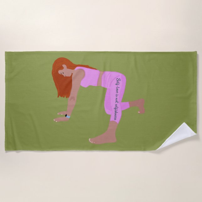 Self love is not selfishness, motivational quote beach towel (Front)