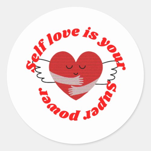 Self love is your super power classic round sticker