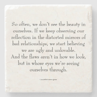 self-love quote stone coaster