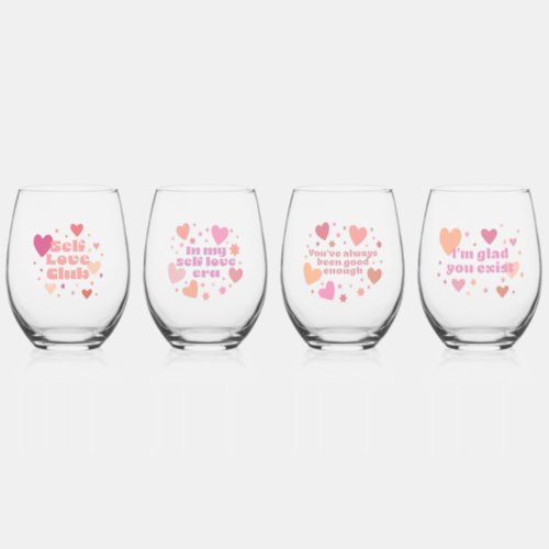 Self Love Wine Glasses Set of 4