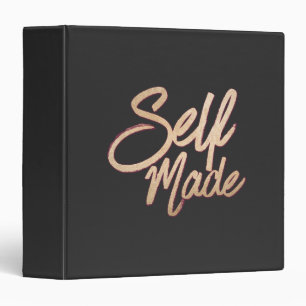 Self Made Gold Typography Quote Black 3 Ring Binder