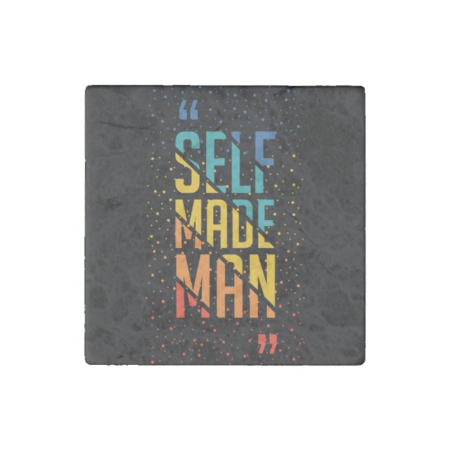 Self Made Man – LGBTQ+ Trans Pride Stone Magnet (Front)