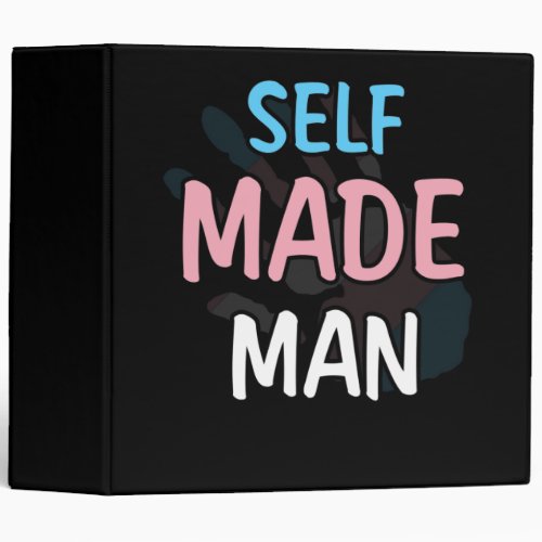 Self Made Man Transman LGBT Trans Pride Flag Gift 3 Ring Binder