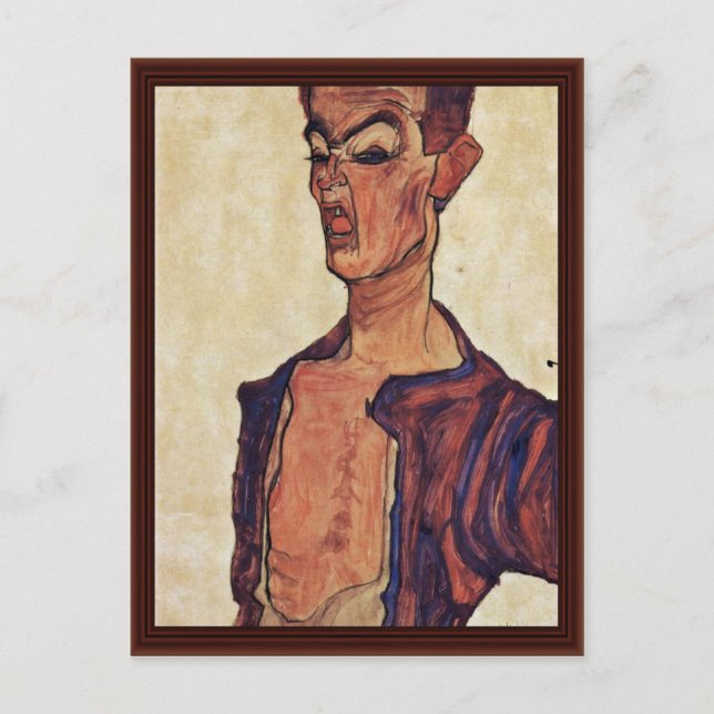 Self-Portrait A Face Piercing By Schiele Egon Postcard (Front)