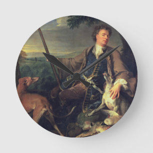 Self Portrait as a Hunter, 1699 (oil on canvas) Round Clock