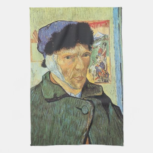 Self Portrait Bandaged Ear by Vincent van Gogh Kitchen Towel
