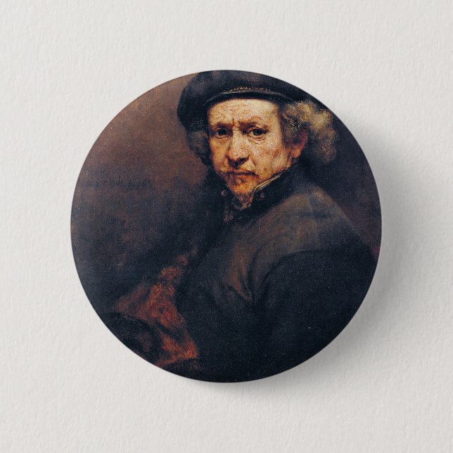 Self-Portrait,  By Rembrandt (Best Quality) Button (Front)