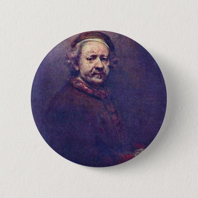 Self-Portrait. By Rembrandt Van Rijn Button (Front)