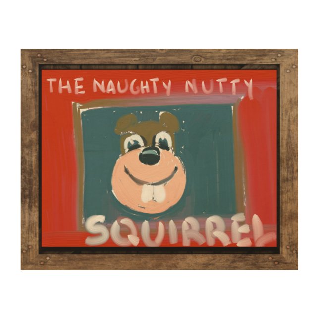 Self-portrait by the NN Squirrel Wood Wall Art (Front)