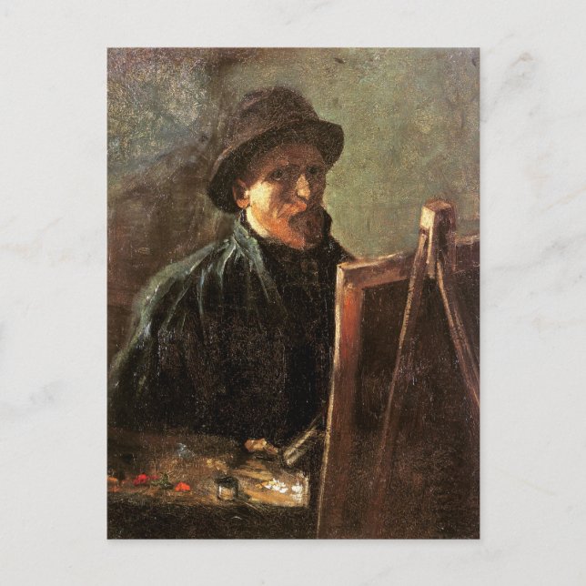 Self-Portrait, Dark Hat, Easel Van Gogh Fine Art Postcard (Front)