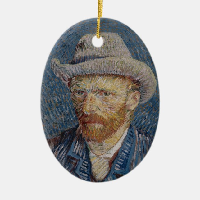 Self-Portrait Grey Felt Hat Van Gogh Fine Art Ceramic Ornament (Front)
