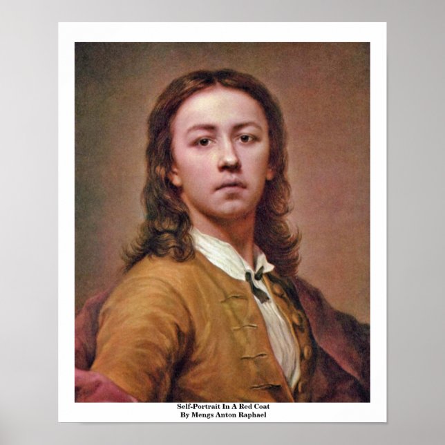 Self-Portrait In A Red Coat By Mengs Anton Raphael Poster (Front)