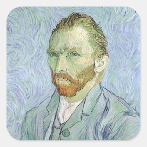 Self Portrait in Blue by Vincent van Gogh Square Sticker