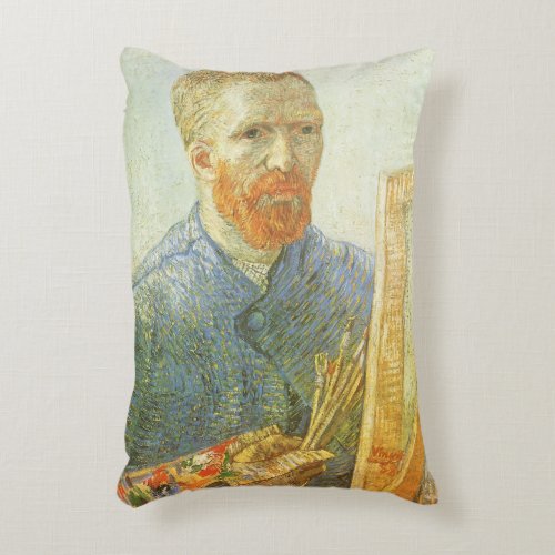 Self Portrait in Front of Easel Vincent van Gogh Accent Pillow