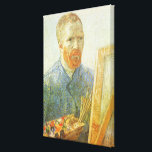 Self Portrait in Front of Easel, Vincent van Gogh Canvas Print<br><div class="desc">Self Portrait in Front of the Easel (1888) by Vincent van Gogh is a vintage Post Impressionism fine art portraiture painting. Vincent van Gogh holding a palette with paints and a brush about to paint another masterpiece! Van Gogh painted over 40 self-portraits during his career and was the most prolific...</div>
