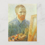 Self Portrait in Front of Easel, Vincent van Gogh Postcard<br><div class="desc">Self Portrait in Front of the Easel (1888) by Vincent van Gogh is a vintage Post Impressionism fine art portraiture painting. Vincent van Gogh holding a palette with paints and a brush about to paint another masterpiece! Van Gogh painted over 40 self-portraits during his career and was the most prolific...</div>