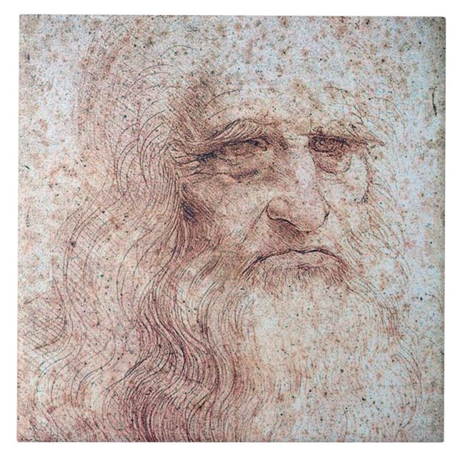 Self Portrait, Leonardo da Vinci Ceramic Tile (Front)