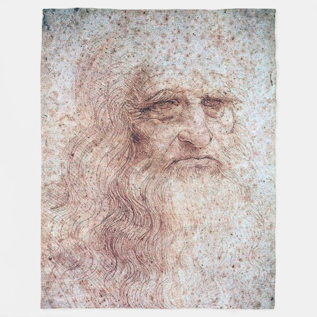 Self Portrait, Leonardo da Vinci Fleece Blanket (Front)