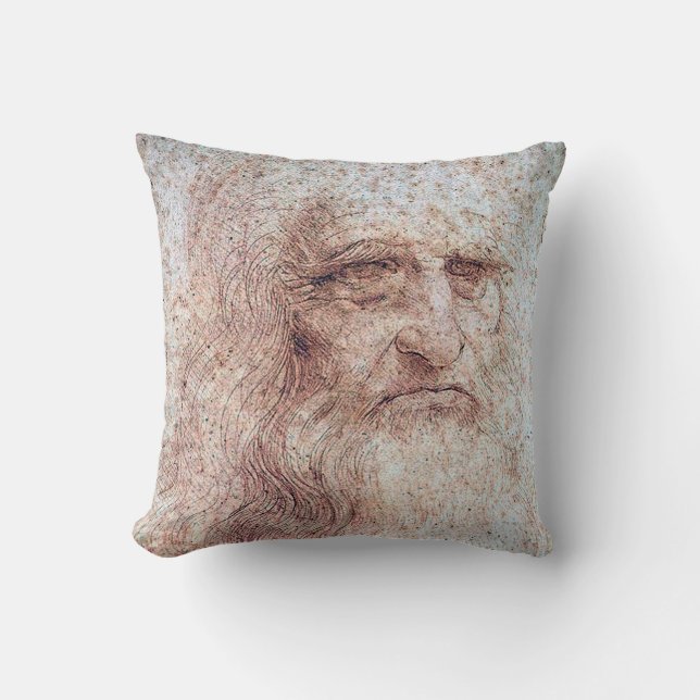 Self Portrait, Leonardo da Vinci Throw Pillow (Front)