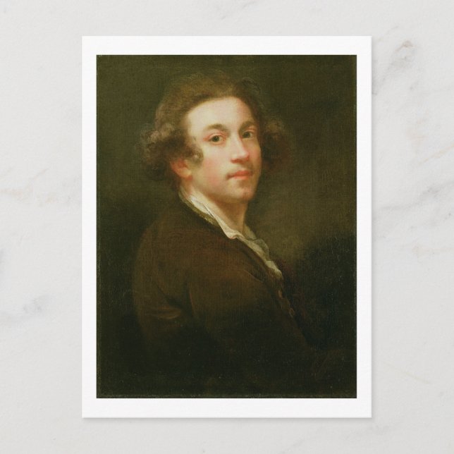 Self Portrait, Looking over Right Shoulder (oil on Postcard (Front)