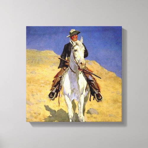 Self Portrait on a Horse by Frederic Remington Canvas Print