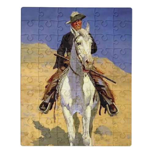 âœSelf Portrait on a Horseâ by Frederic Remington Jigsaw Puzzle