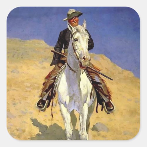 Self Portrait on a Horse by Frederic Remington Square Sticker
