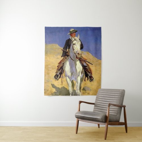 Self Portrait on a Horse by Frederic Remington Tapestry