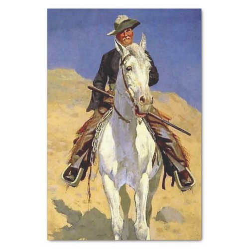 Self Portrait on a Horse by Frederic Remington Tissue Paper