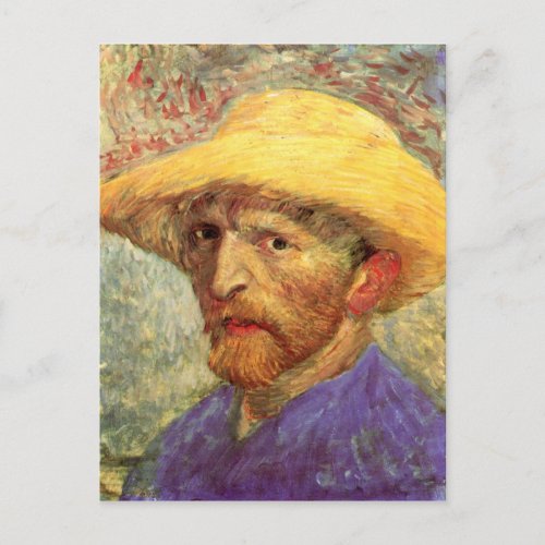 Self_Portrait Straw Hat F526Van Gogh Fine Art Postcard