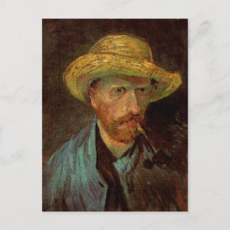 Self-Portrait, Straw Hat & Pipe Van Gogh Fine Art Postcard