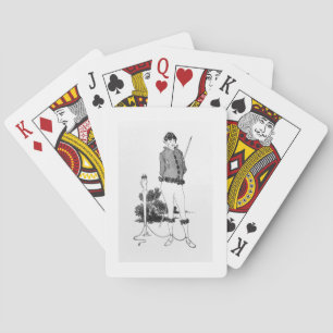 Self Portrait Tied to a Herm (engraving) (b&w phot Poker Cards