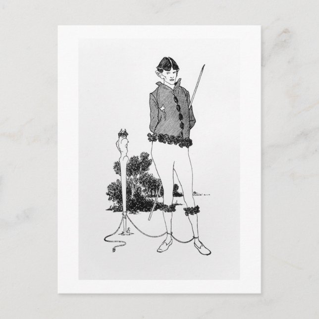 Self Portrait Tied to a Herm (engraving) (b&w phot Postcard (Front)